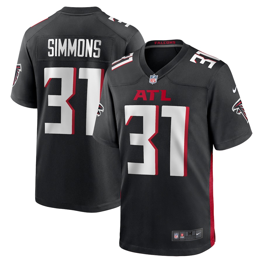 Men's Atlanta Falcons Justin Simmons Nike Black Team Game Jersey - ujerseystore