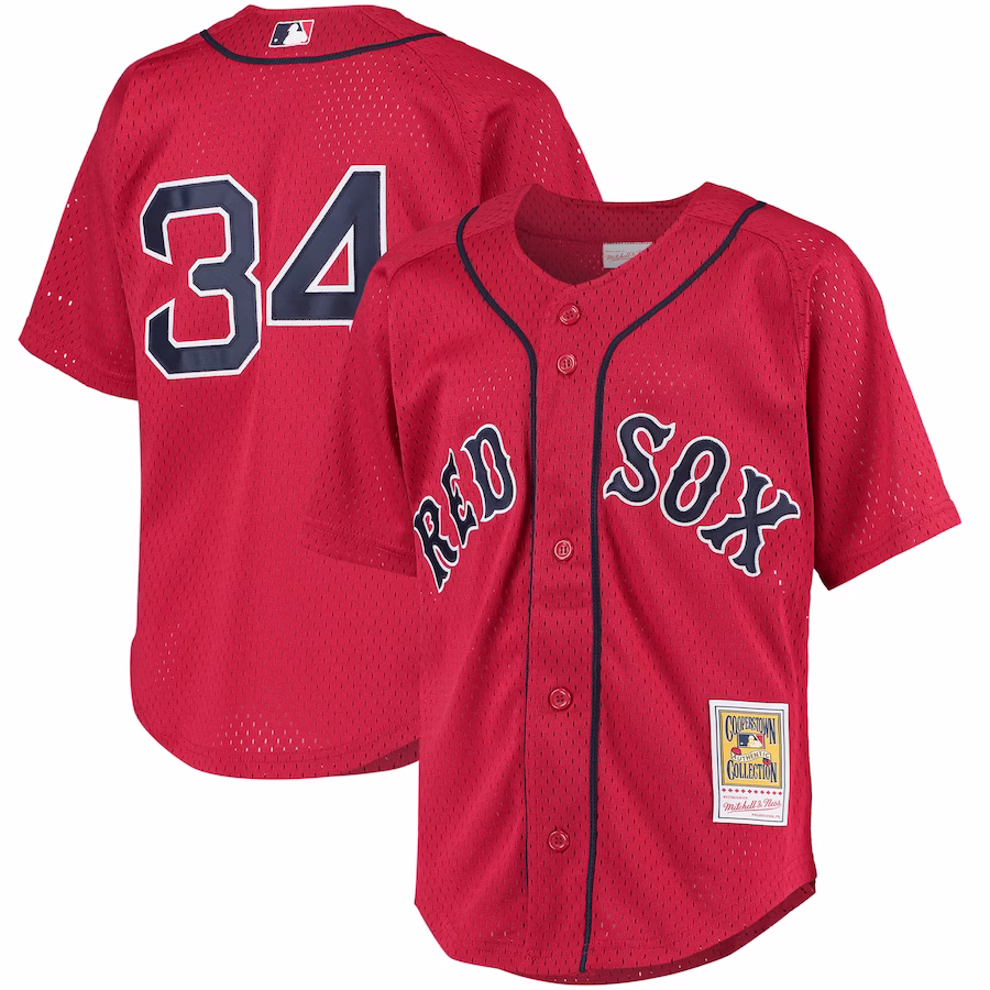 Youth Boston Red Sox David Ortiz Mitchell & Ness Red Cooperstown Collection Batting Practice Jersey - ujerseystore