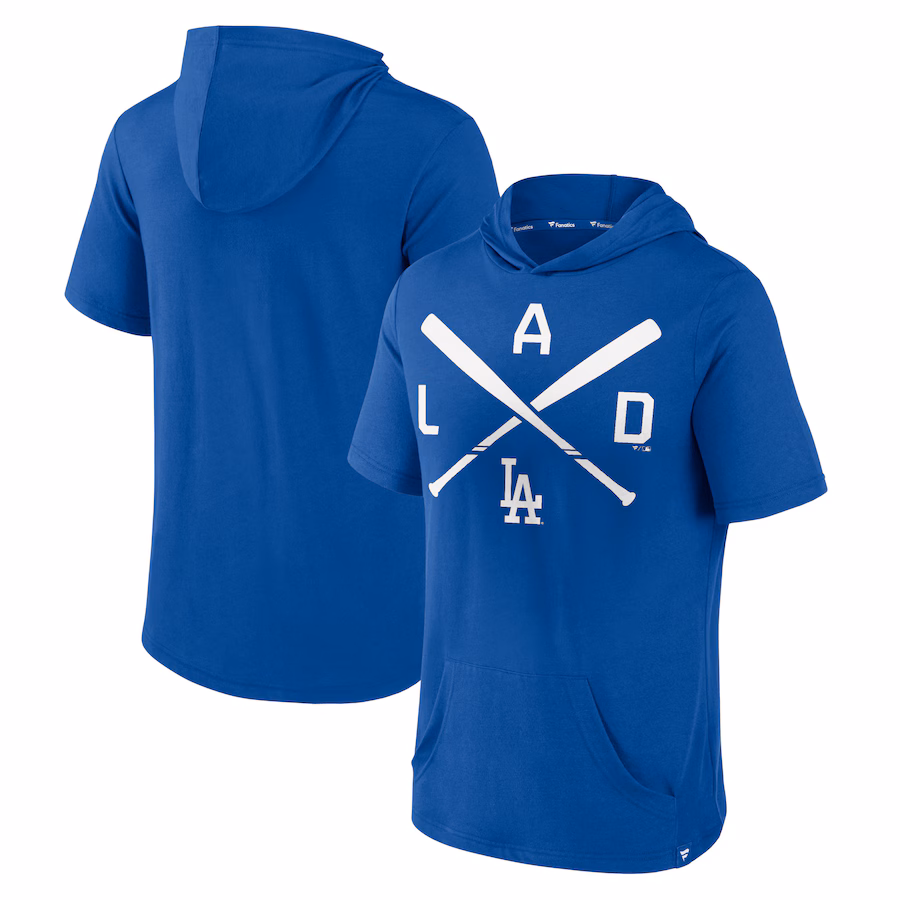 Men's Los Angeles Dodgers Fanatics Royal Iconic Rebel Short Sleeve Hooded Top - ujerseystore