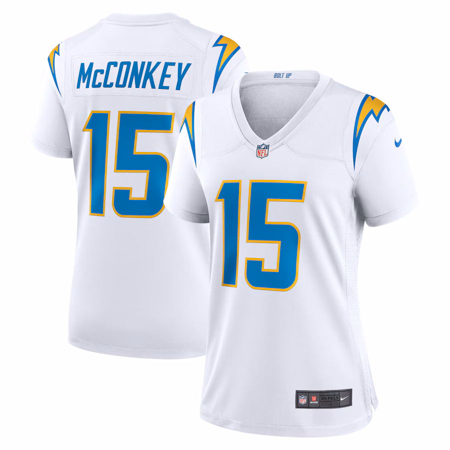 Women's Los Angeles Chargers Ladd McConkey Nike  White Game Jersey - ujerseystore