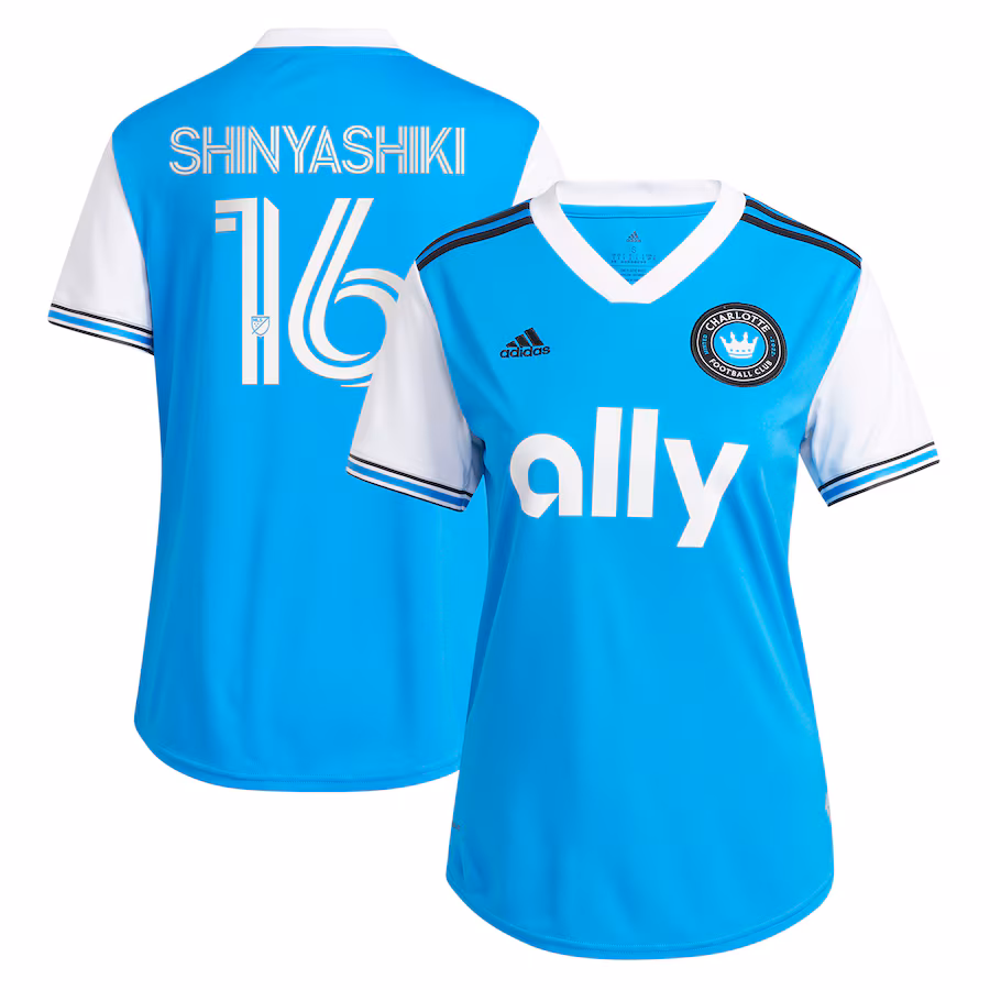 Women's Charlotte FC Andre Shinyashiki adidas Blue 2022 Primary Replica Player Jersey - ujerseystore