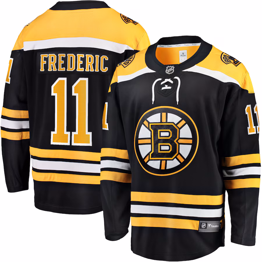 Men's Boston Bruins Trent Frederic Fanatics Black Home Breakaway Player Jersey - ujerseystore