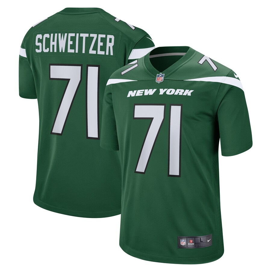 Men's New York Jets Wes Schweitzer Nike Green Game Jersey - ujerseystore