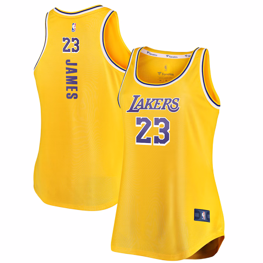 Women's Los Angeles Lakers LeBron James Fanatics Gold Fast Break Tank Jersey - ujerseystore