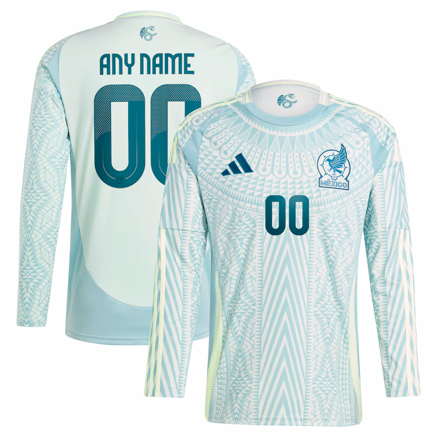 Men's Mexico National Team  adidas Green 2024 Away Replica Custom Long Sleeve Jersey - ujerseystore