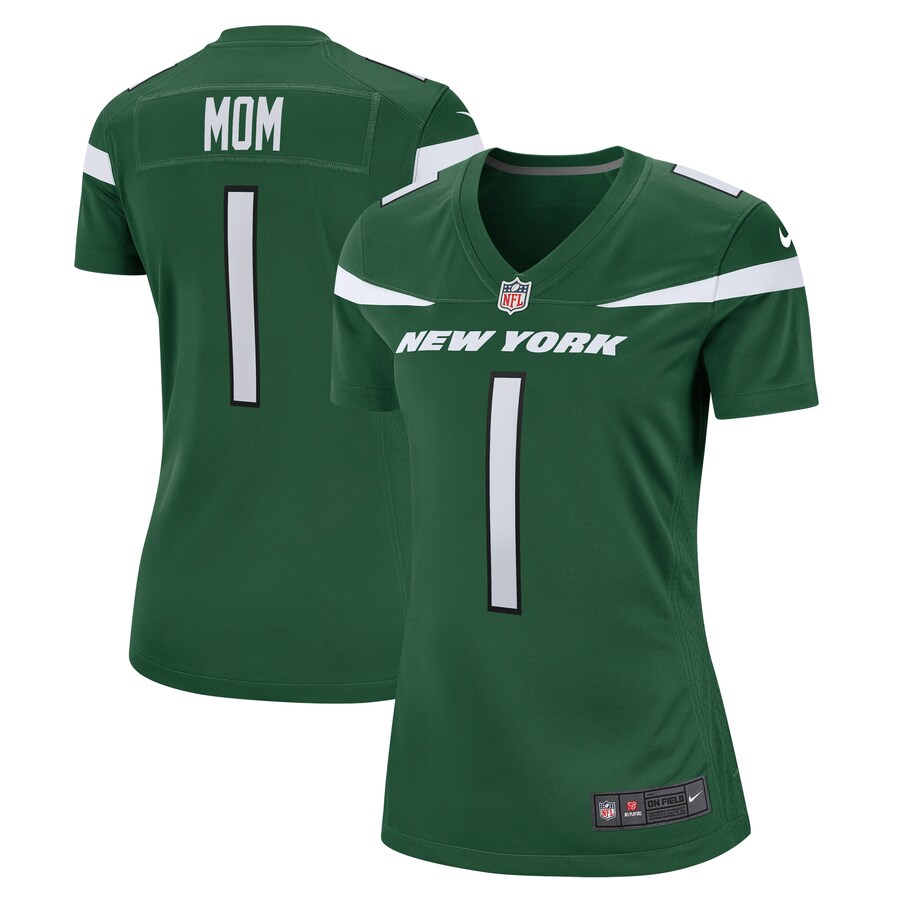 Women's New York Jets Number 1 Mom Nike Gotham Green Game Jersey - ujerseystore