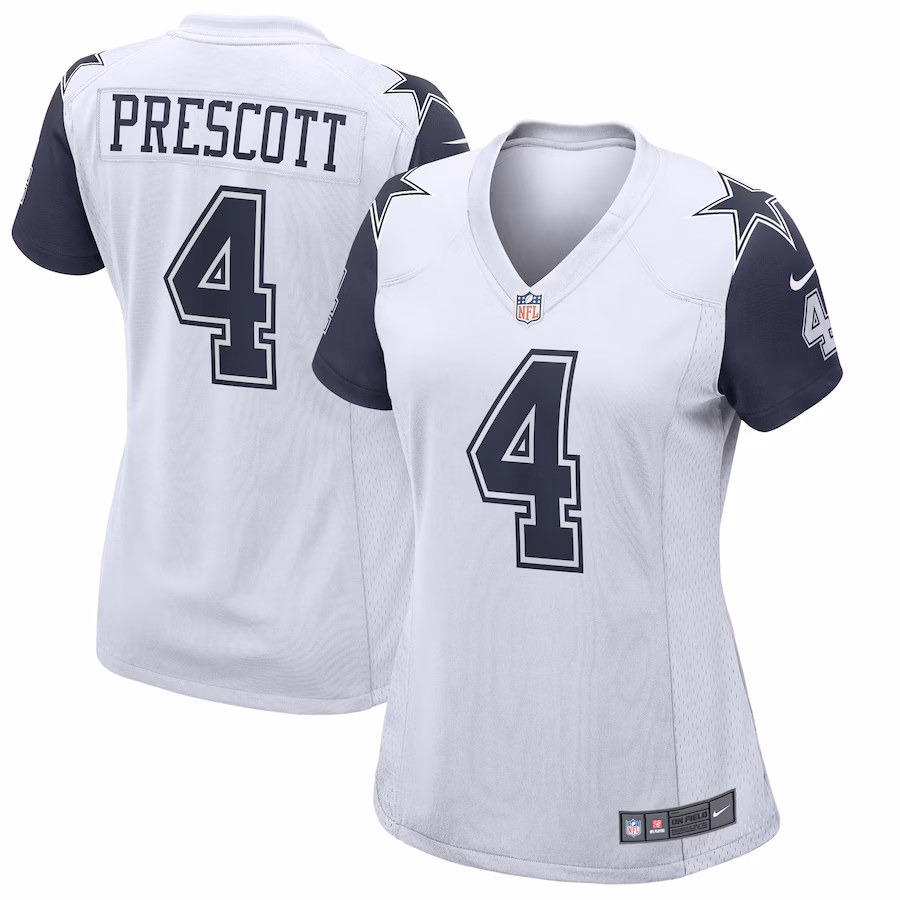 Women's Dallas Cowboys Dak Prescott Nike White Alternate Game Jersey - ujerseystore