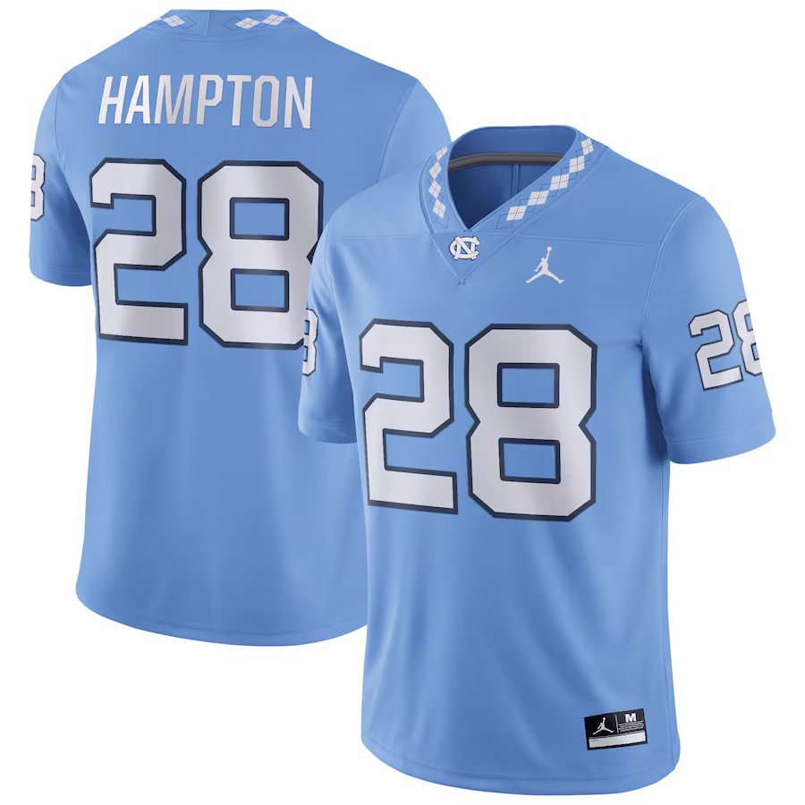 Omarion Hampton North Carolina Tar Heels Jordan Brand NIL Football Player Jersey - Carolina Blue - ujerseystore