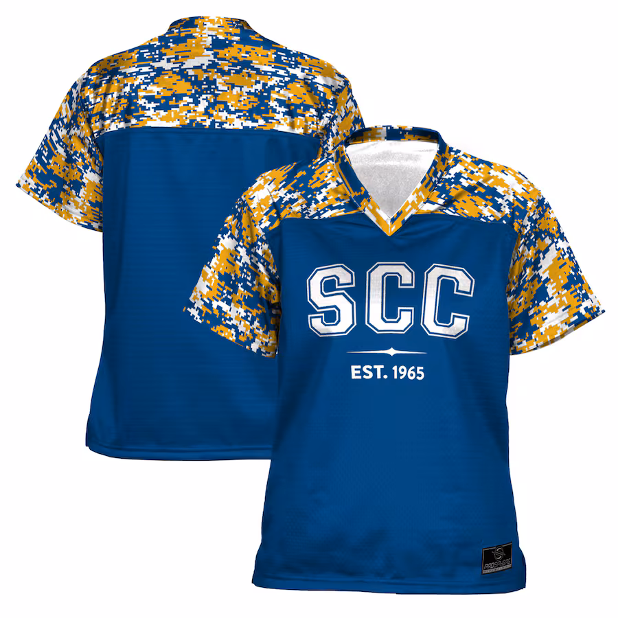 Women's ProSphere  Blue Somerset Community College Camo Football Jersey - ujerseystore