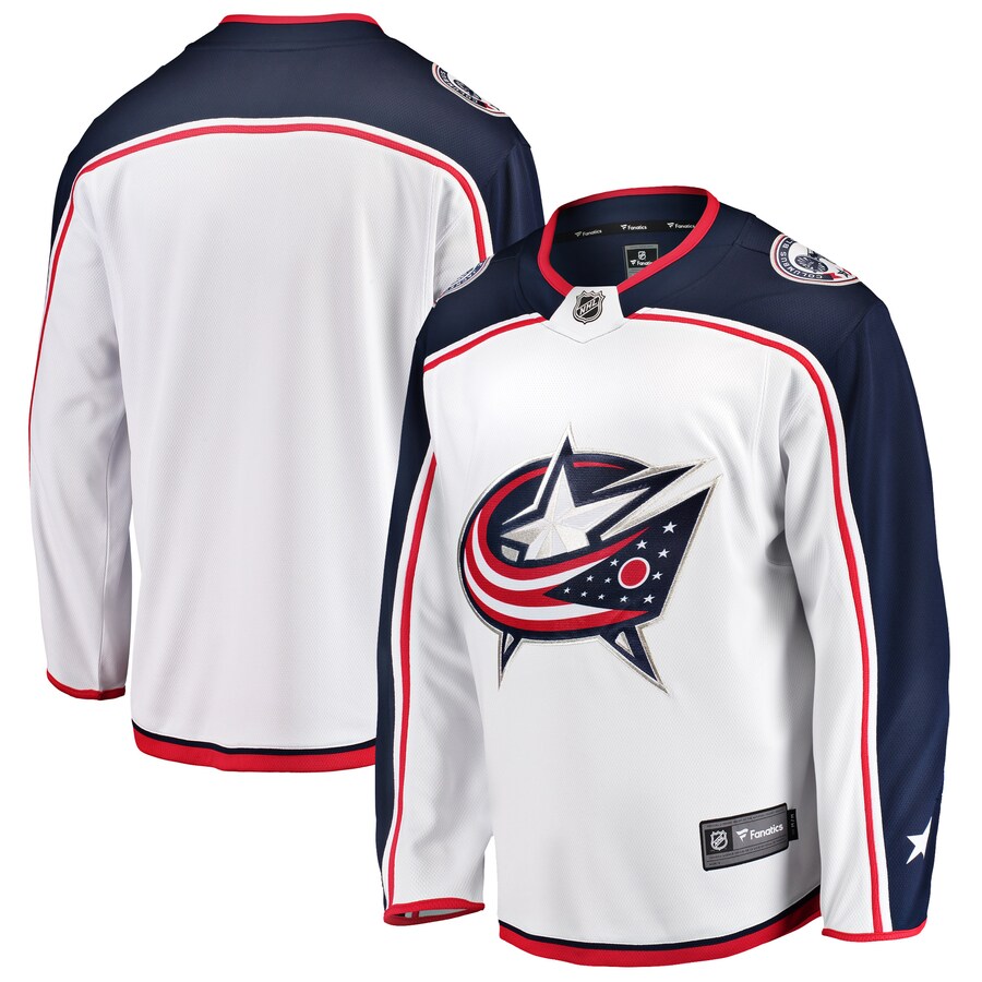 Men's Columbus Blue Jackets Fanatics Branded White Breakaway Away Jersey - ujerseystore