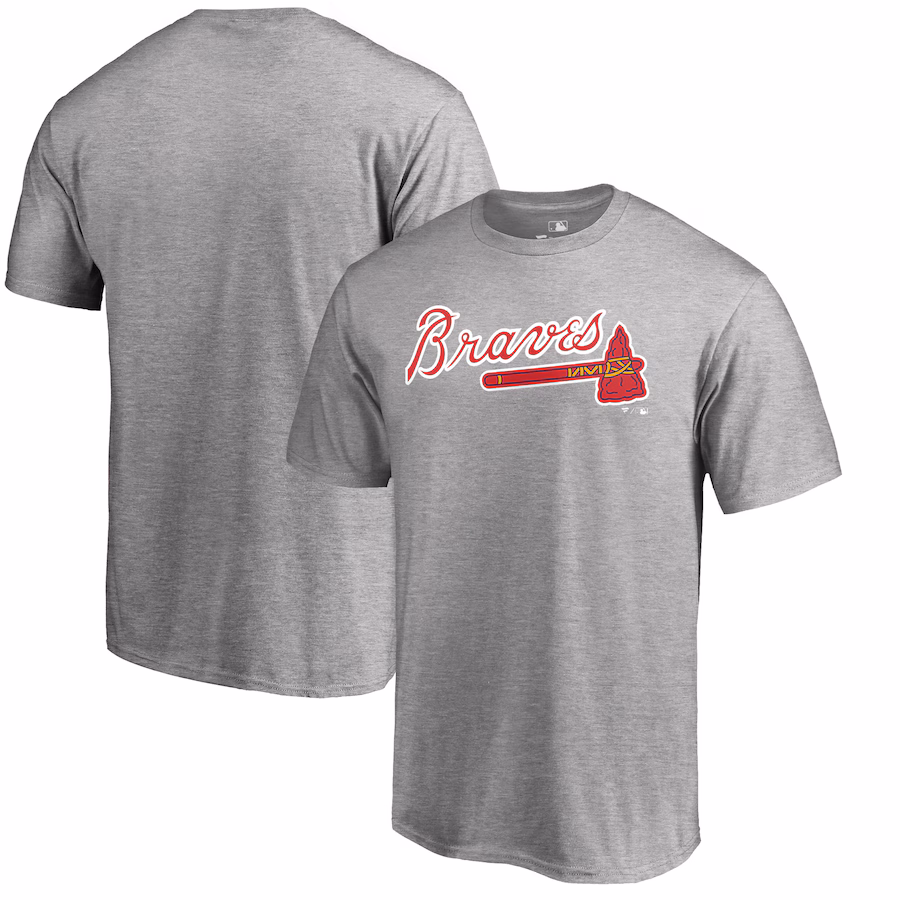 Men's Atlanta Braves Heathered Gray Team Wordmark T-Shirt - ujerseystore