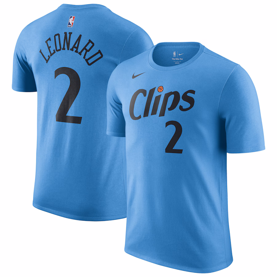 Men's LA Clippers Kawhi Leonard Nike Light Blue 2024/25 City Edition Name & Number T-Shirt - ujerseystore