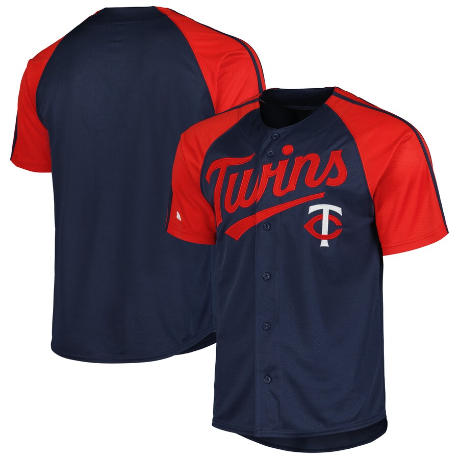 Men's  Minnesota Twins Stitches Navy Team Raglan Jersey - ujerseystore
