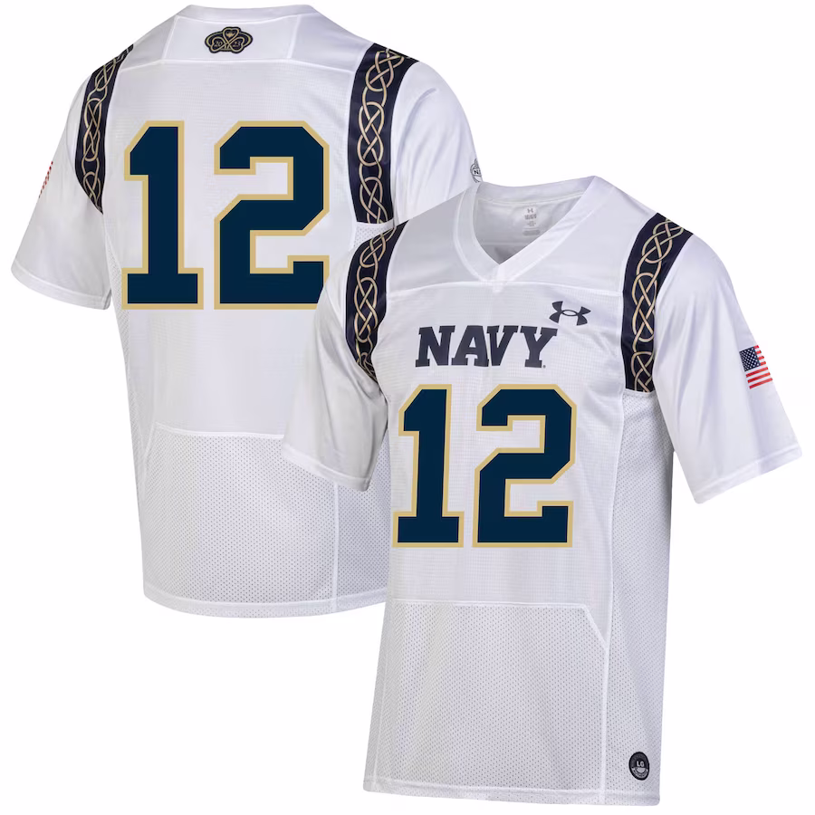 Navy Midshipmen Under Armour 2023 Aer Lingus College Football Classic Replica Jersey - White - ujerseystore