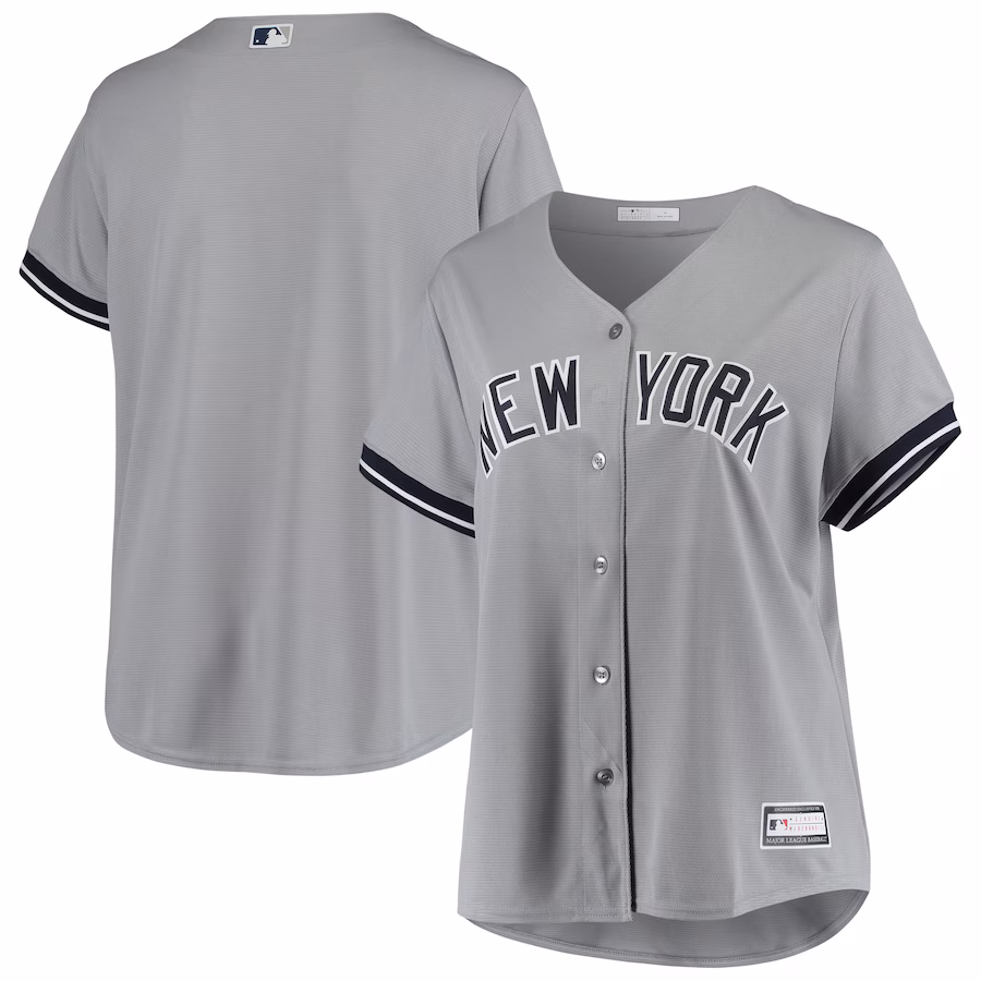 Women's New York Yankees Gray Plus Size Road Replica Team Jersey - ujerseystore