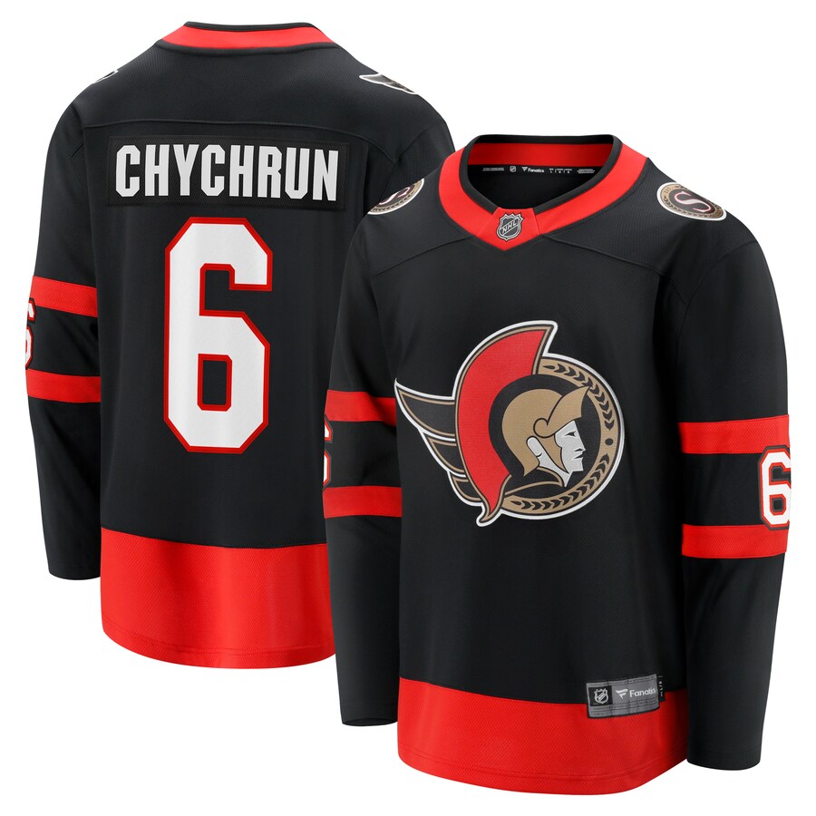 Men's Ottawa Senators Jakob Chychrun Fanatics Branded Black Home Breakaway Jersey - ujerseystore
