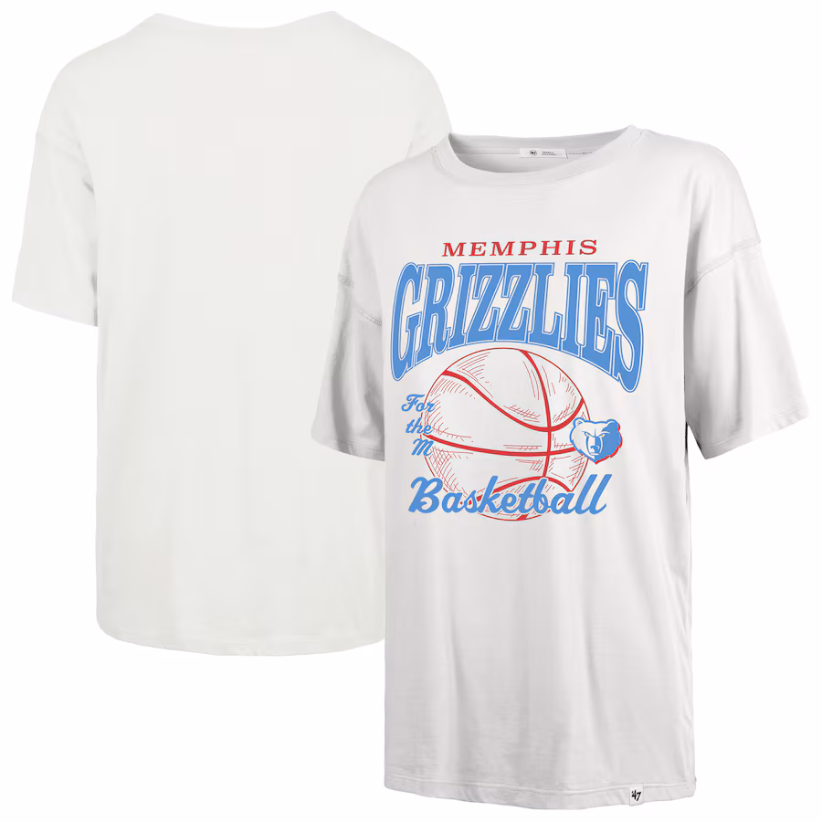 Women's Memphis Grizzlies  '47 White City Edition Down Court Sadie T-Shirt - ujerseystore