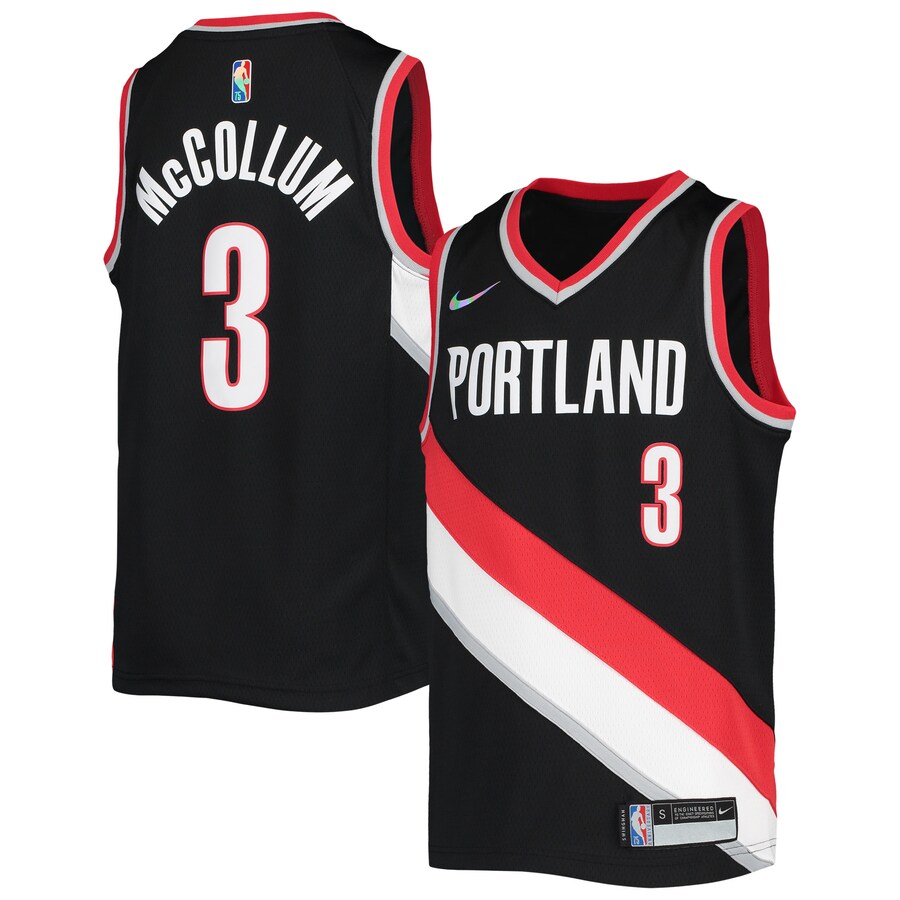 Youth Portland Trail Blazers C.J. McCollum Nike Black 2021/22 Diamond Swingman Jersey - Icon Edition - ujerseystore