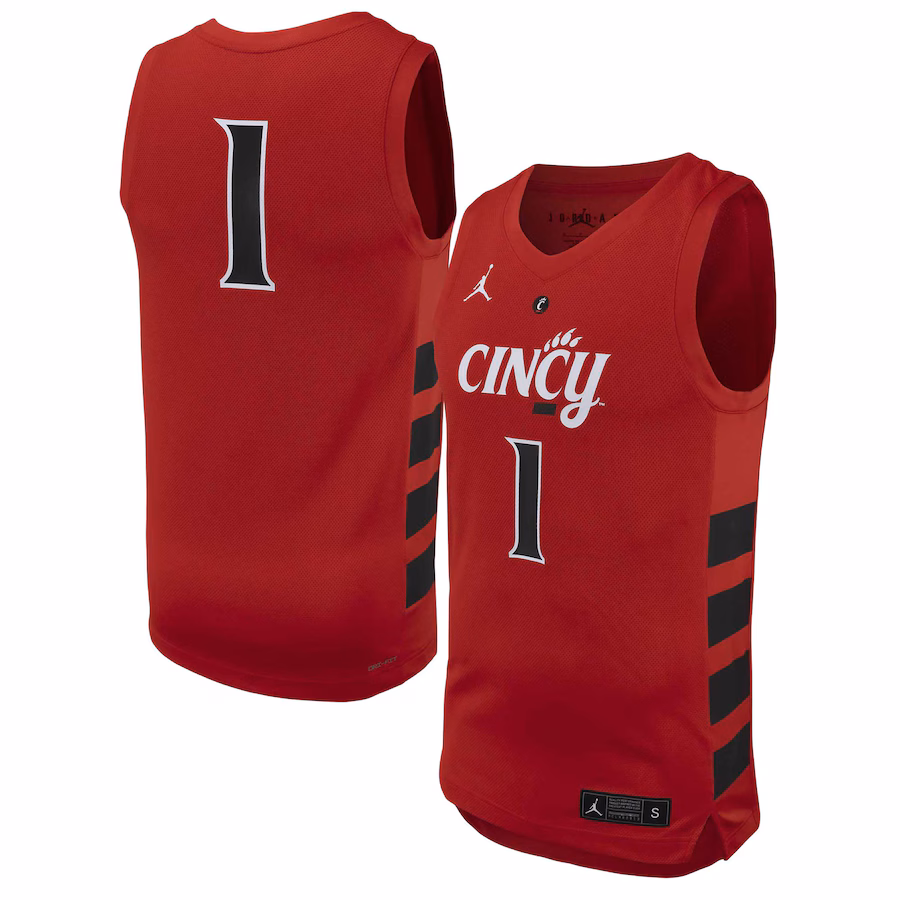#1 Cincinnati Bearcats Jordan Brand Replica Basketball Jersey - Red - ujerseystore