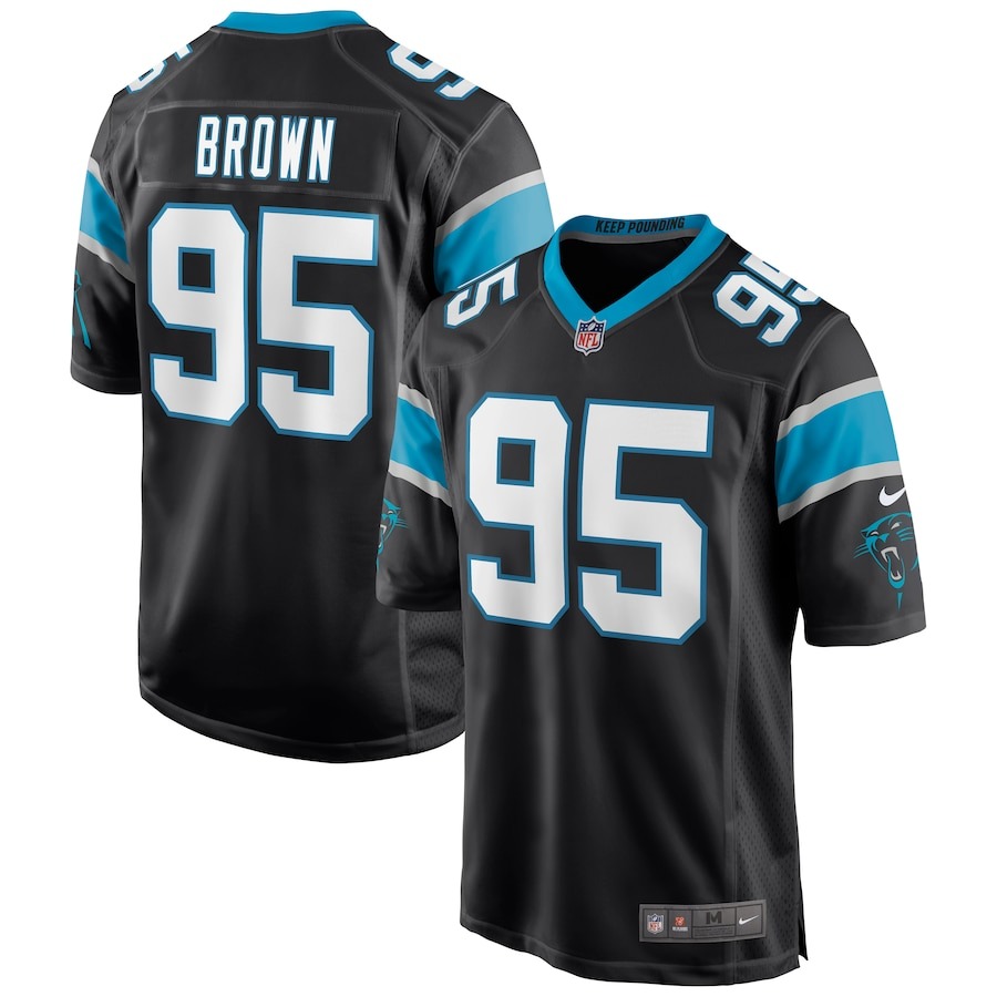 Men's Carolina Panthers Derrick Brown Nike Black Player Game Jersey - ujerseystore