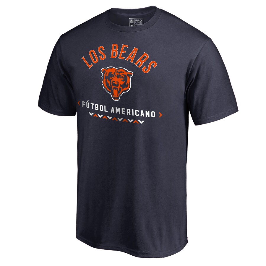 Men's Chicago Bears Navy Futbol Americano T-Shirt - ujerseystore