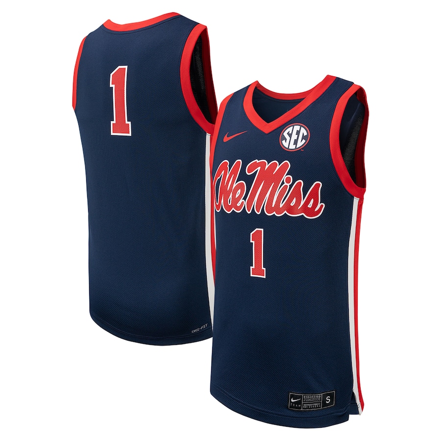 #1 Ole Miss Rebels Nike Replica Basketball Jersey - Navy - ujerseystore