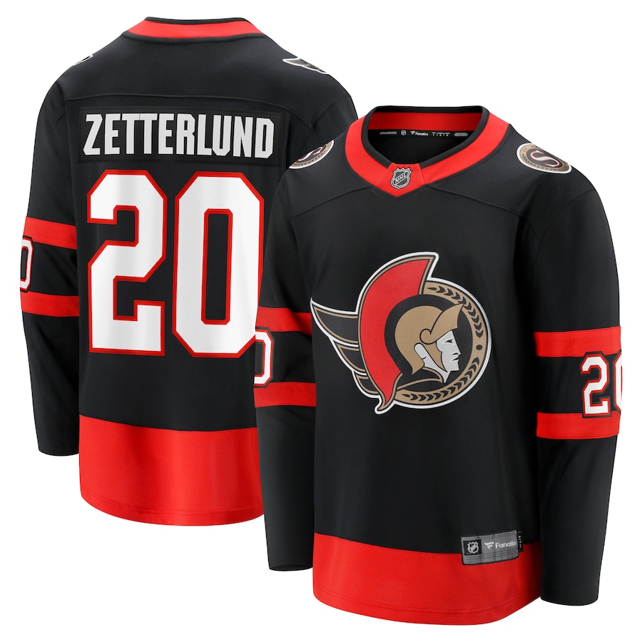 Men's Ottawa Senators Fabian Zetterlund Fanatics Black Home Breakaway Jersey - ujerseystore