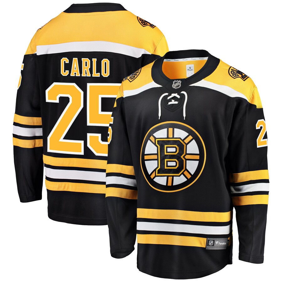 Men's Boston Bruins Brandon Carlo Fanatics Branded Black Home Breakaway Player Jersey - ujerseystore