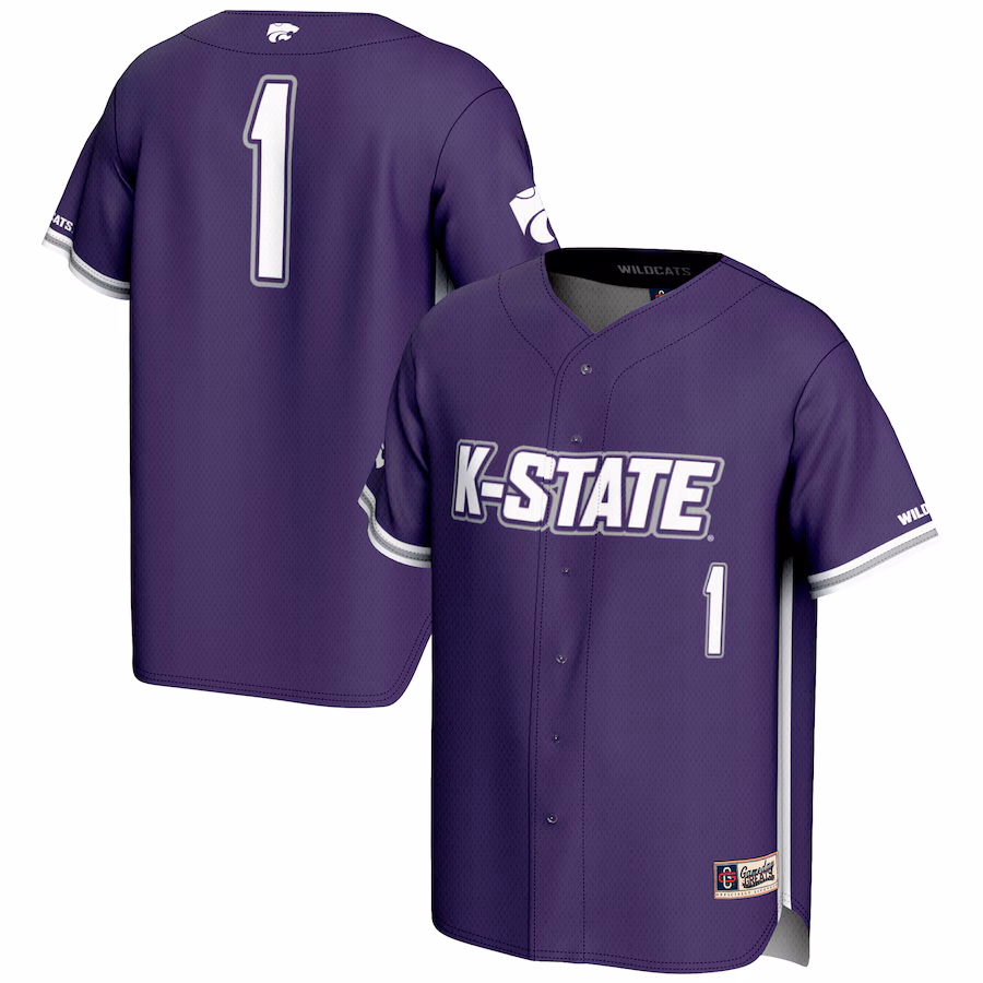 Men's GameDay Greats #1 Purple Kansas State Wildcats Lightweight Baseball Jersey - ujerseystore