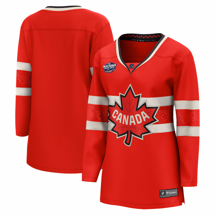 Women's Canada Fanatics Red 2025 4 Nations Face-Off Breakaway Jersey - ujerseystore