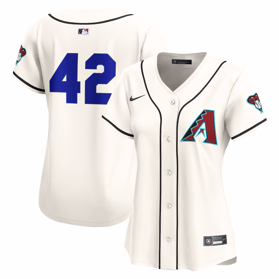 Women's Arizona Diamondbacks Nike Cream Home 2025 Jackie Robinson Day Limited Jersey - ujerseystore
