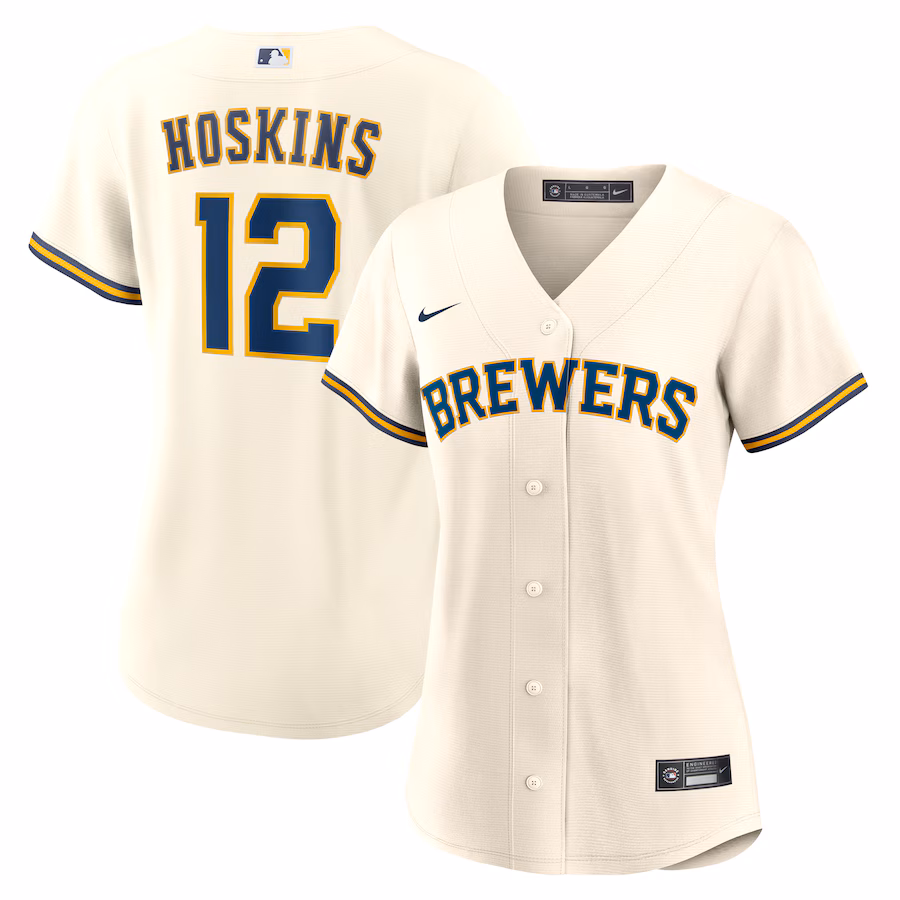 Women's Milwaukee Brewers Rhys Hoskins Nike White Home Replica Jersey - ujerseystore