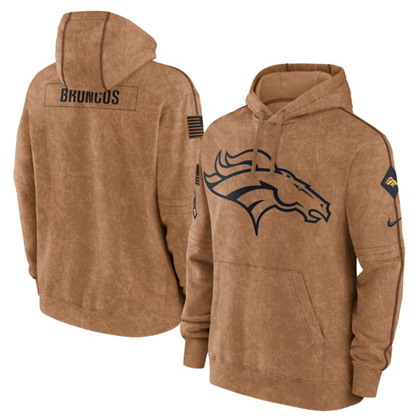 Men's Denver Broncos 2023 Brown Salute to Service Pullover Hoodie - ujerseystore