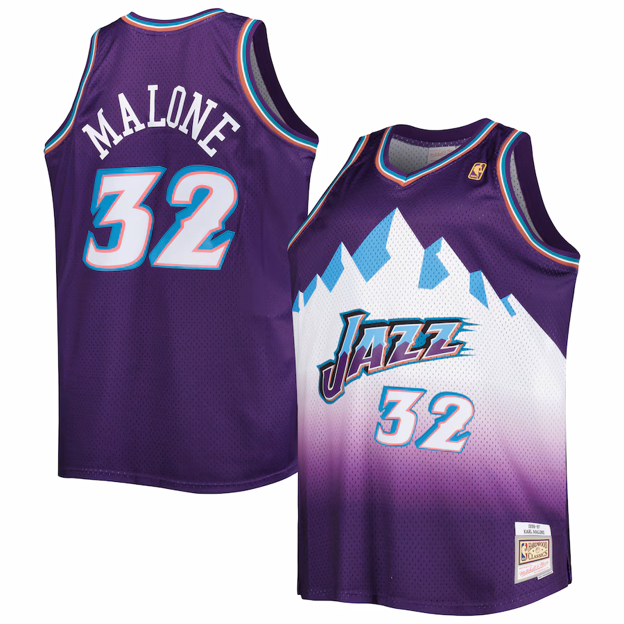 Men's Utah Jazz Karl Malone Mitchell & Ness Purple Big & Tall Hardwood Classics 1996/97 Swingman Jersey - ujerseystore