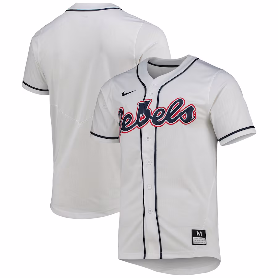 Ole Miss Rebels Nike Replica Baseball Jersey - White - ujerseystore