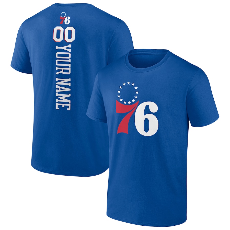 Men's Philadelphia 76ers Royal Personalized Playmaker Team T-Shirt - ujerseystore