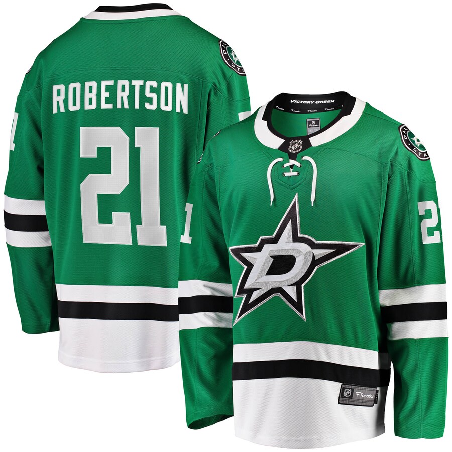 Men's Dallas Stars Jason Robertson Fanatics Branded Kelly Green 2017/18 Home Breakaway Replica Jersey - ujerseystore