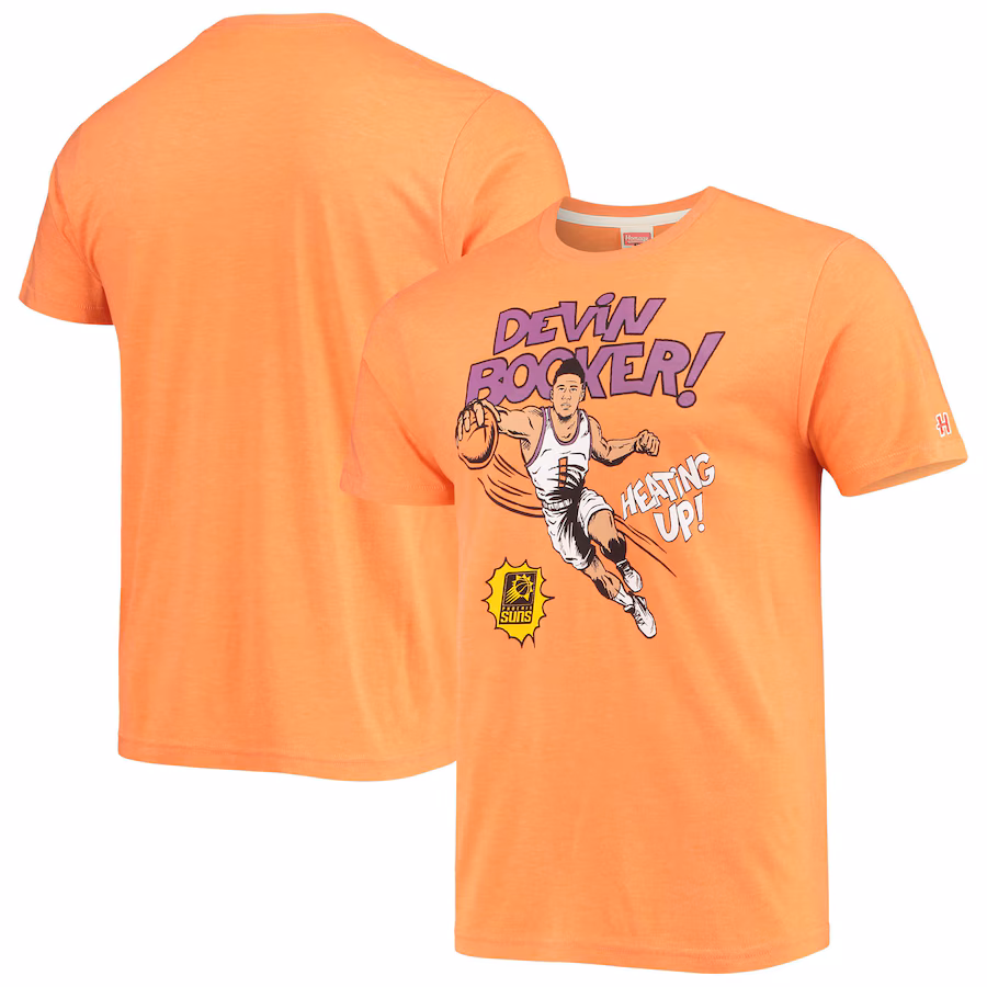 Men's Phoenix Suns Devin Booker Homage Orange Comic Book Player Tri-Blend T-Shirt - ujerseystore