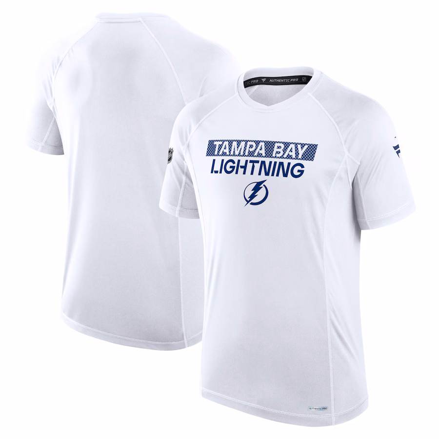 Men's Tampa Bay Lightning Fanatics White Authentic Pro Rink Tech T-Shirt - ujerseystore