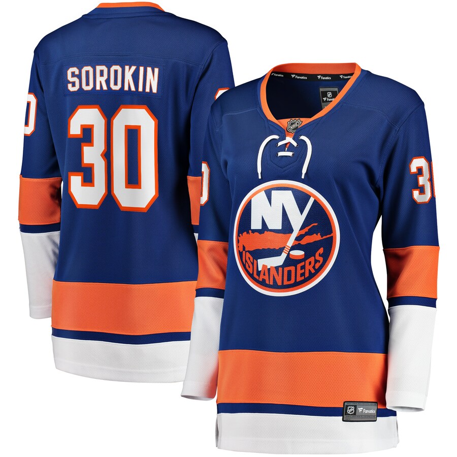 Women's New York Islanders Ilya Sorokin Fanatics Branded Royal Home Breakaway Player Jersey - ujerseystore