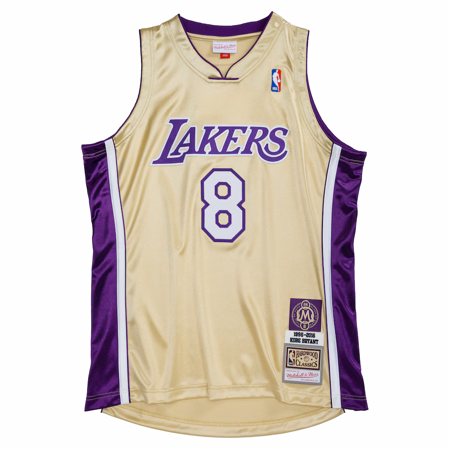 Men's Los Angeles Lakers Kobe Bryant Mitchell & Ness Gold Hall of Fame Class of 2020 #8 Authentic Jersey - ujerseystore