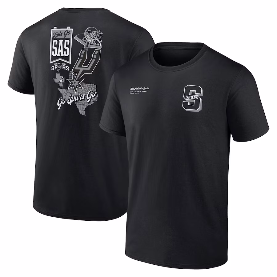 Men's San Antonio Spurs Black Split Zone T-Shirt - ujerseystore