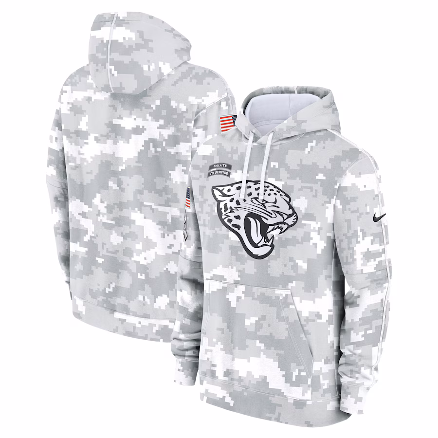 Men's Jacksonville Jaguars Nike Arctic Camo 2024 Salute to Service Club Fleece Pullover Hoodie - ujerseystore