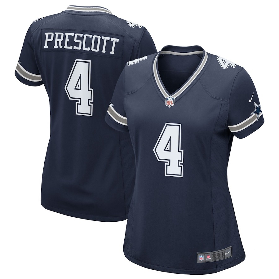 Women's Dallas Cowboys Dak Prescott Nike Navy Game Team Jersey - ujerseystore