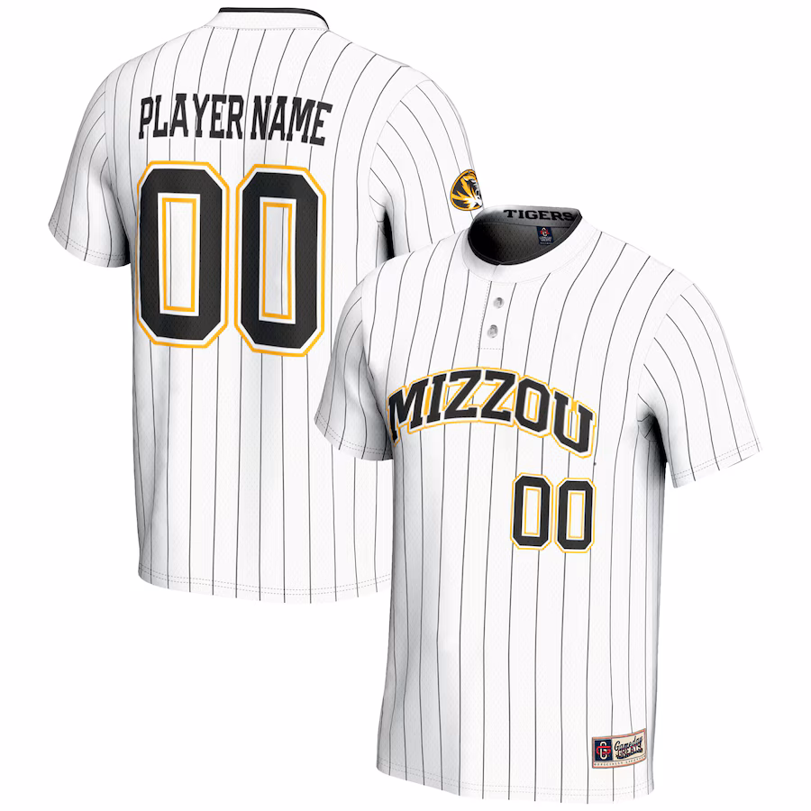 Missouri Tigers GameDay Greats Unisex  NIL Pick-A-Player Lightweight Softball Jersey - White - ujerseystore