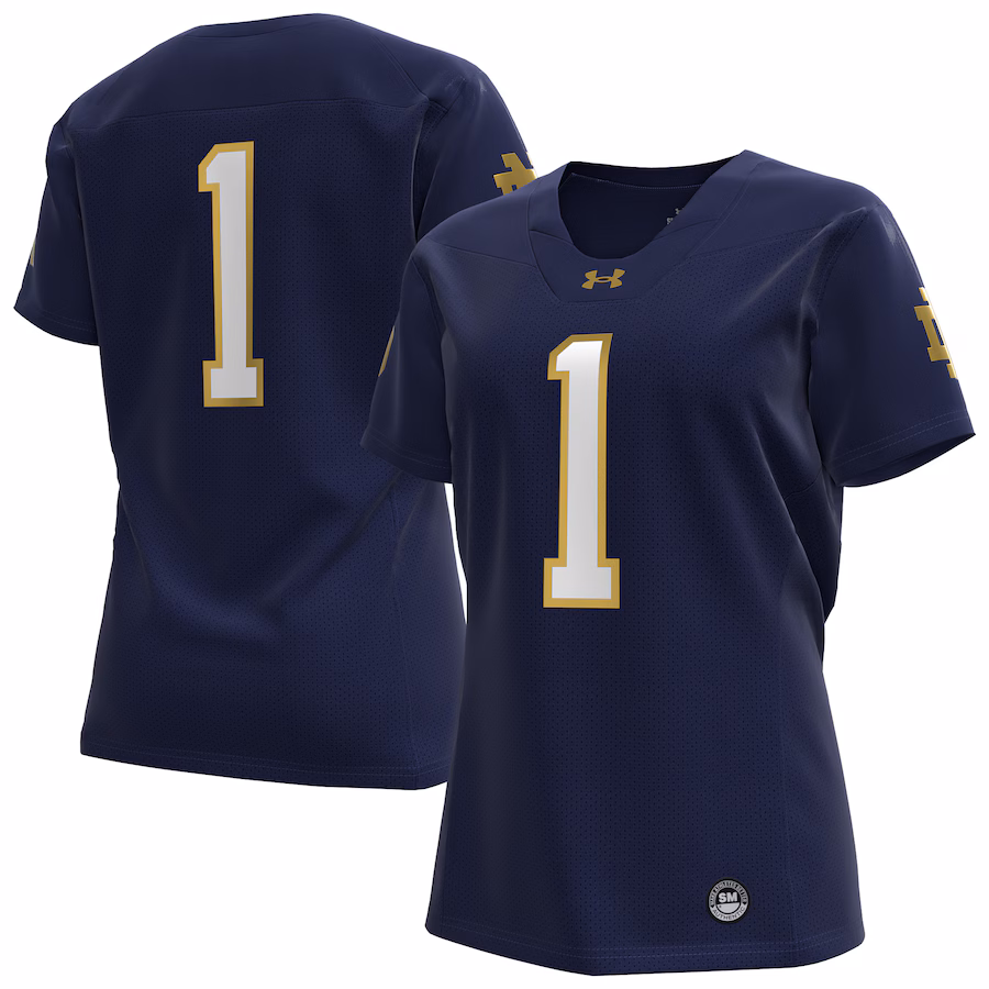 Women's Under Armour #1 Navy Notre Dame Fighting Irish Replica Football Jersey - ujerseystore