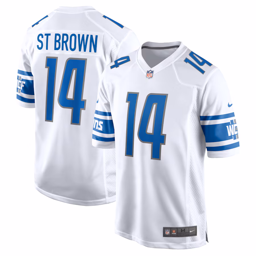 Men's Detroit Lions Amon-Ra St. Brown Nike White Player Game Jersey - ujerseystore