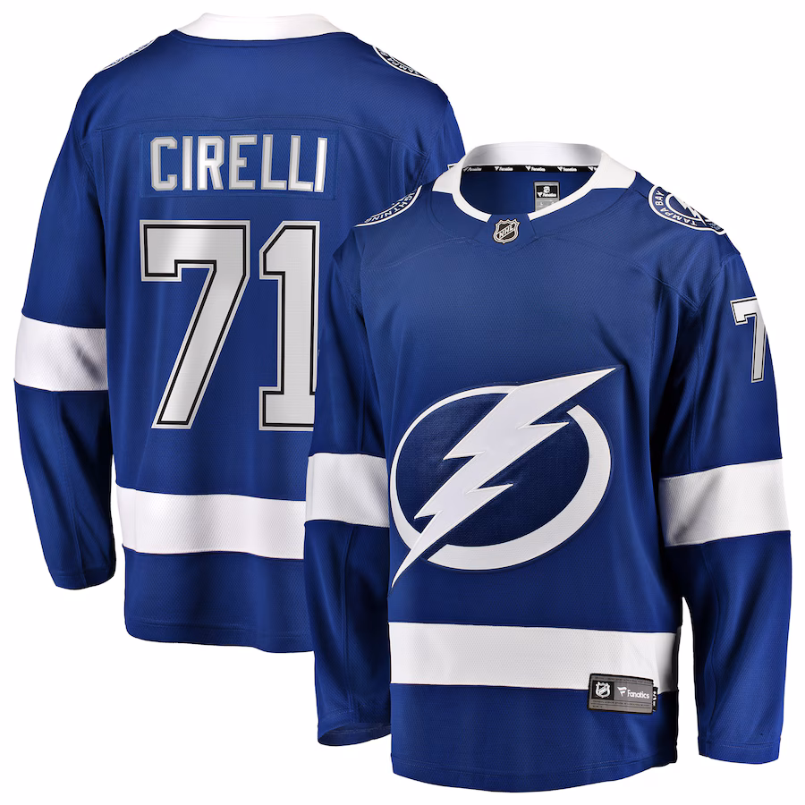 Men's Tampa Bay Lightning Anthony Cirelli Fanatics Blue Home Breakaway Player Jersey - ujerseystore