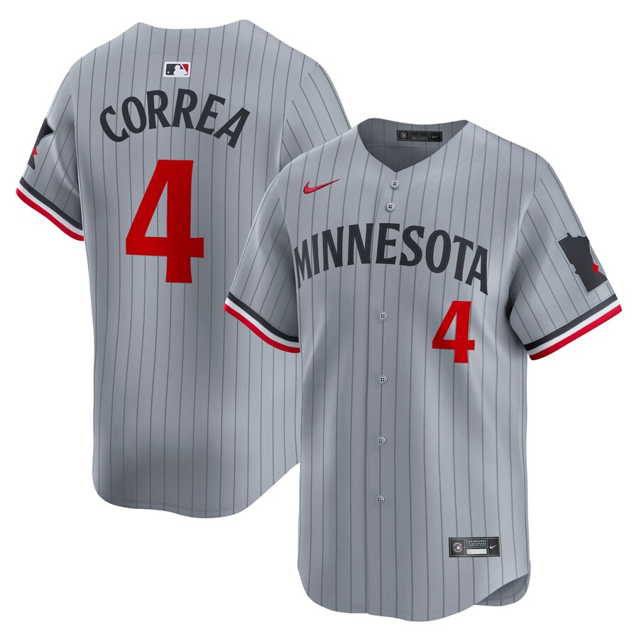 Men's Minnesota Twins Carlos Correa Nike Gray Road Limited Player Jersey - ujerseystore