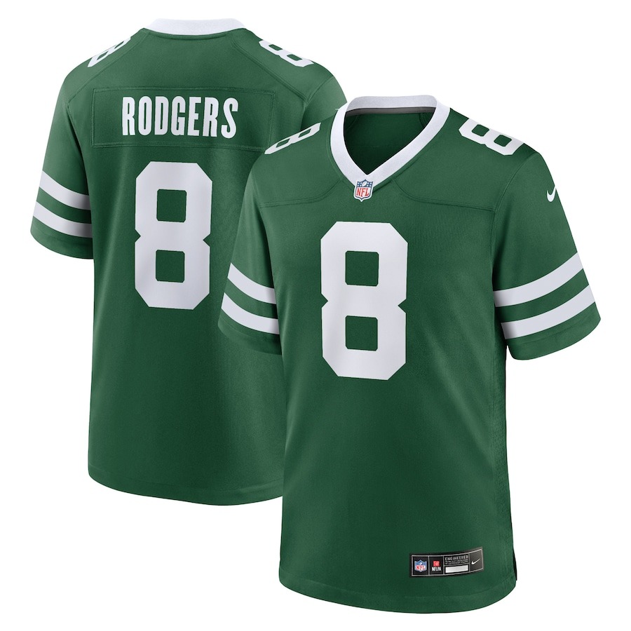 Men's New York Jets Aaron Rodgers Nike Legacy Green Game Jersey - ujerseystore